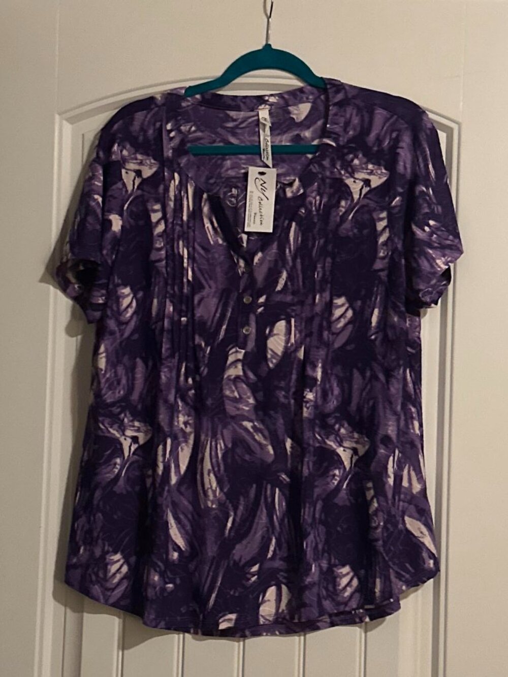 NWT NY Collection Pleated Purple Top 1X